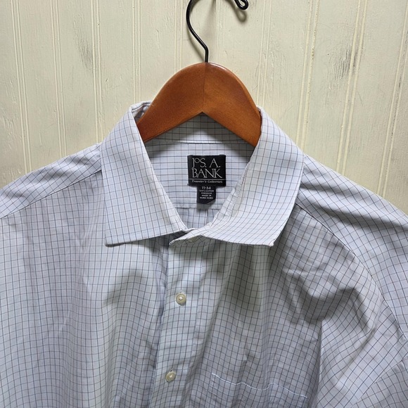Jos. A. Bank Other - Jos. A. Bank Dress Shirt Mens 17 34/35 White Check Wrinkle Resistant Long Sleeve